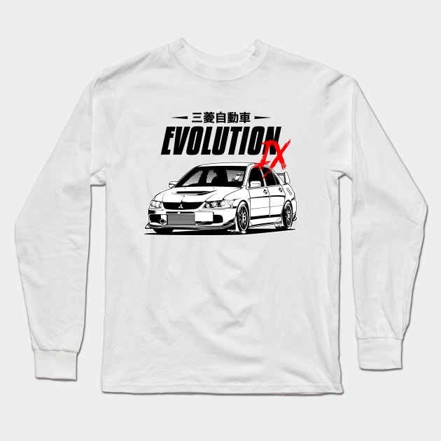 Lancer Evolution IX (white print) Long Sleeve T-Shirt by squealtires